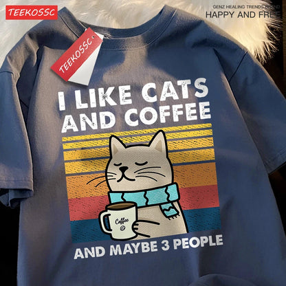 I Like Cats And Coffee Men Women T-Shirt