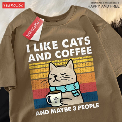 I Like Cats And Coffee Men Women T-Shirt