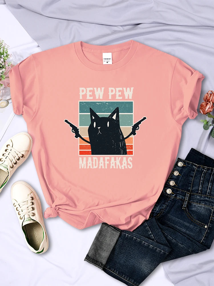 Pew Pew Madafaks Cute Funny Print Women T Shirts