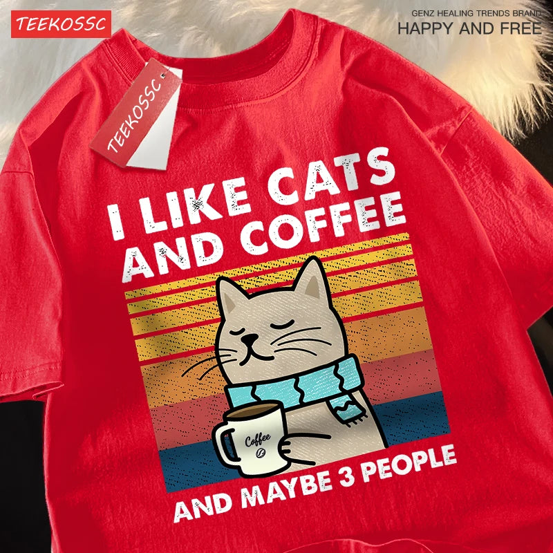 I Like Cats And Coffee Men Women T-Shirt