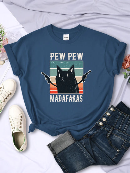 Pew Pew Madafaks Cute Funny Print Women T Shirts