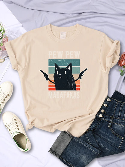 Pew Pew Madafaks Cute Funny Print Women T Shirts