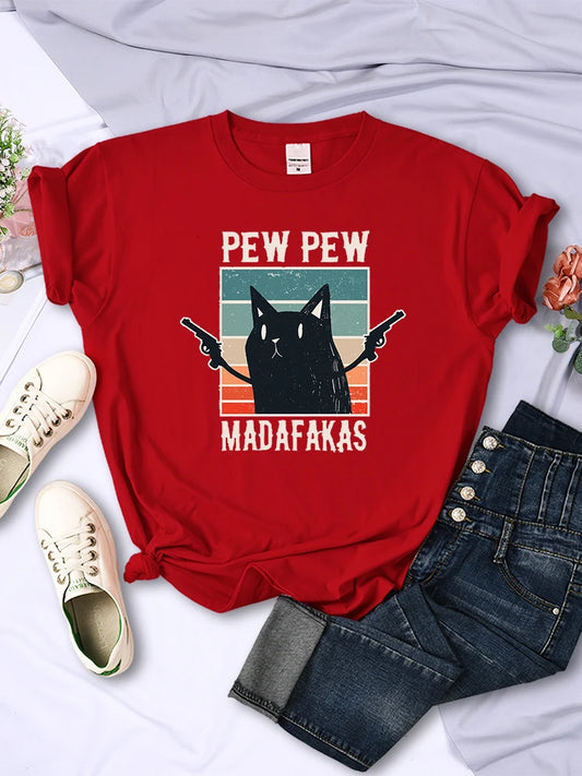 Pew Pew Madafaks Cute Funny Print Women T Shirts