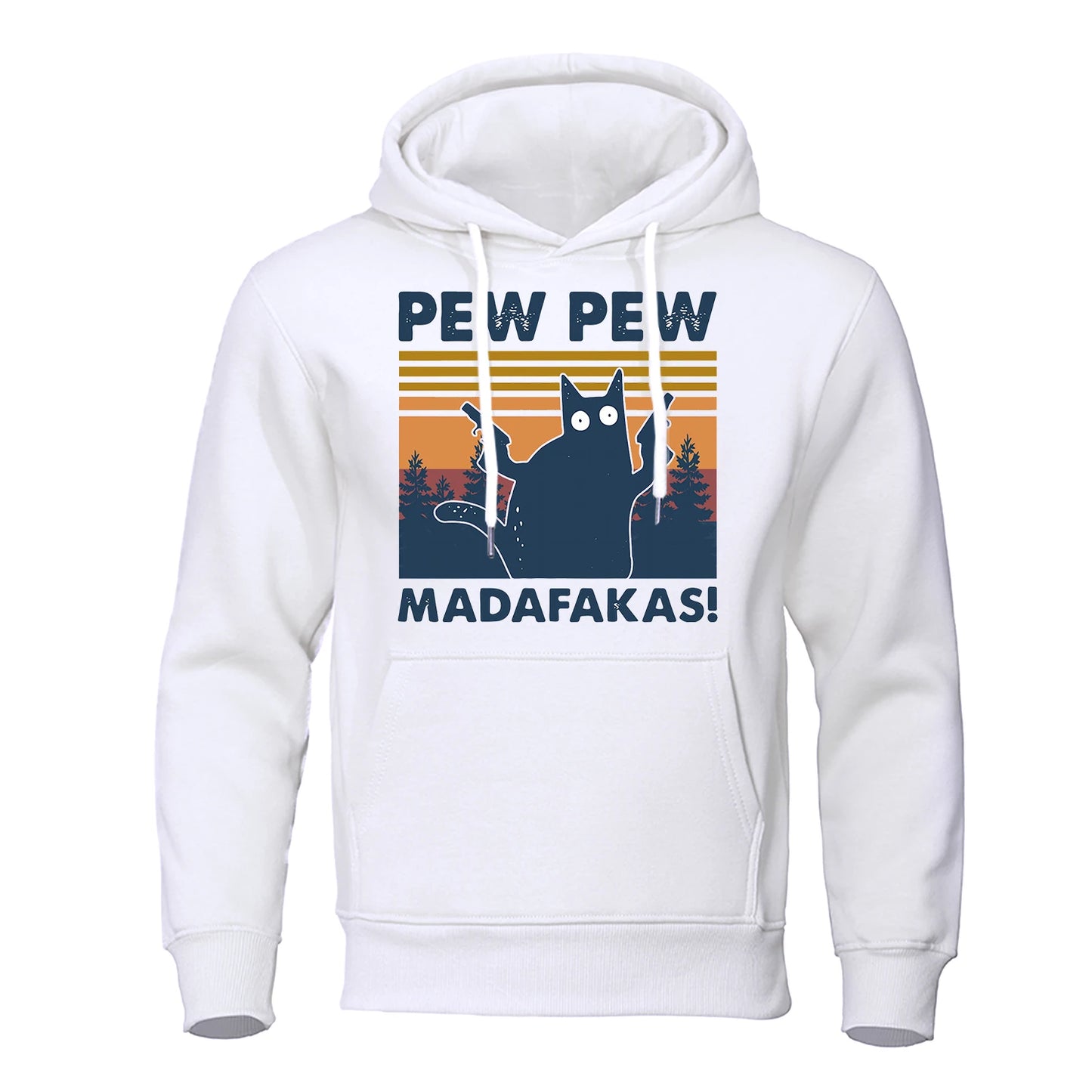 Pew Pew Madafakas A Cat With Two Guns Print Hoodies