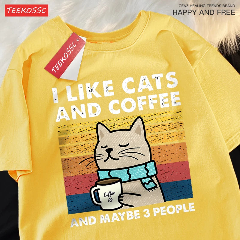 I Like Cats And Coffee Men Women T-Shirt