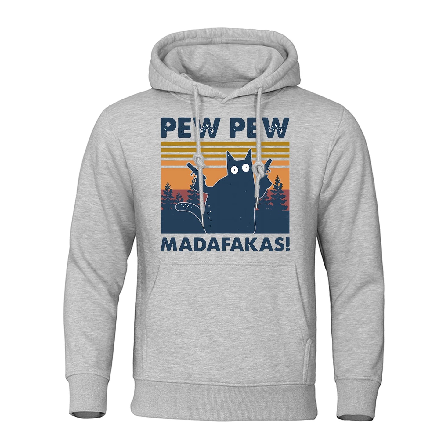 Pew Pew Madafakas A Cat With Two Guns Print Hoodies