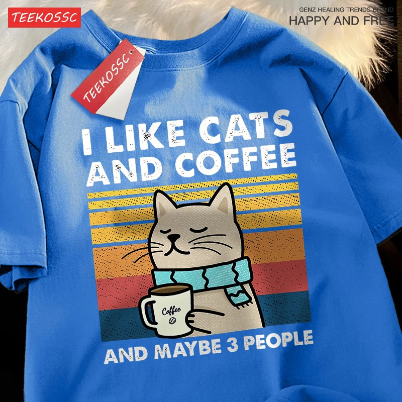 I Like Cats And Coffee Men Women T-Shirt