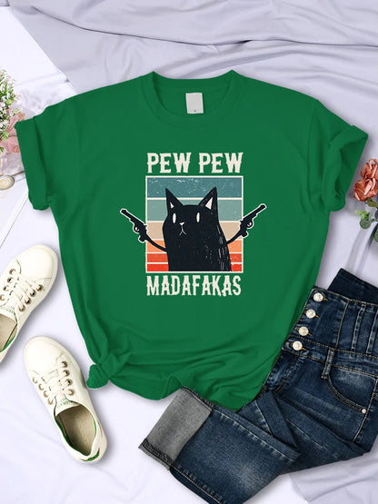 Pew Pew Madafaks Cute Funny Print Women T Shirts