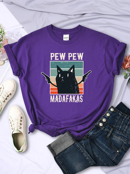 Pew Pew Madafaks Cute Funny Print Women T Shirts