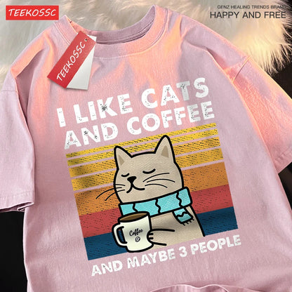 I Like Cats And Coffee Men Women T-Shirt