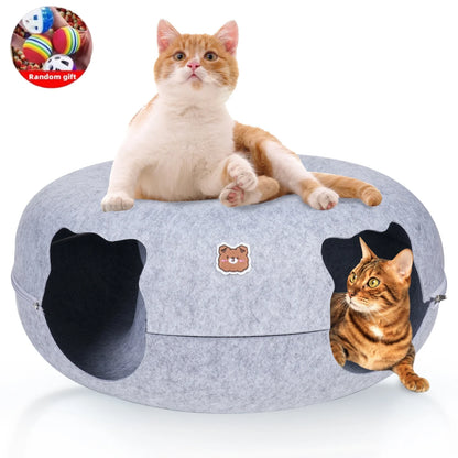 Peekaboo Dual-Opening Cat Tunnel Bed for Cats